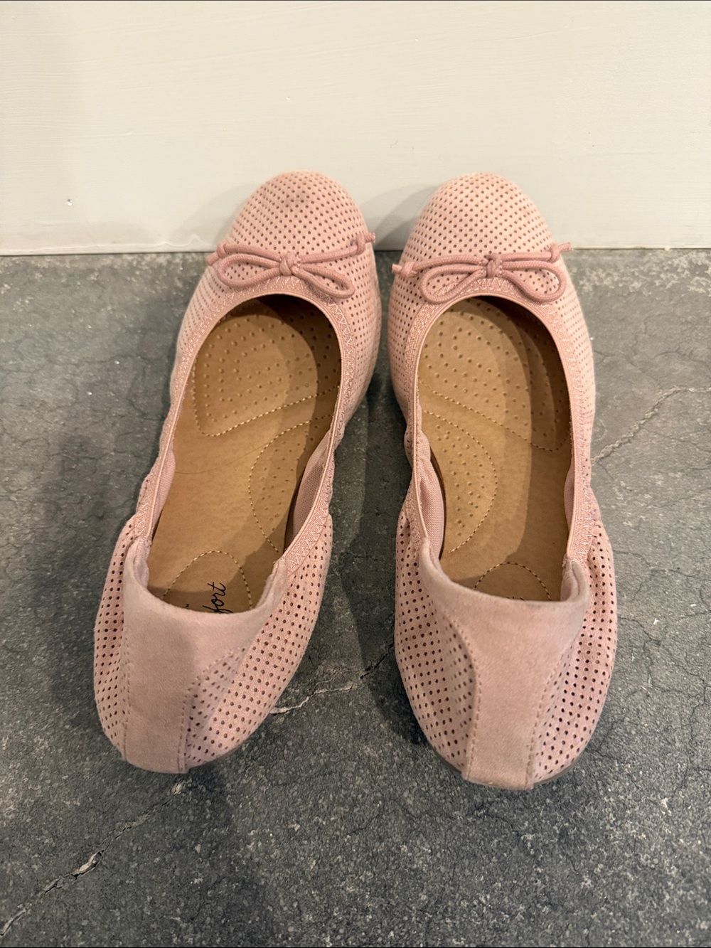Deflex Comfort Perforated Ballet Flats in Blush Pink - Picture 2 of 4
